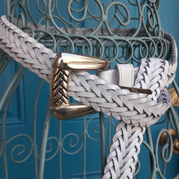 Genuine Leather Belt Braided White Woven Multi Loop Real Leather Belt Womens main image 12